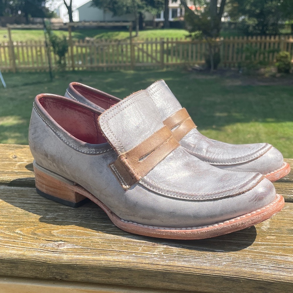 Freebird Sz 8 Macbeth Gray Leather Loafers Shoes Booties - Picture 9 of 13